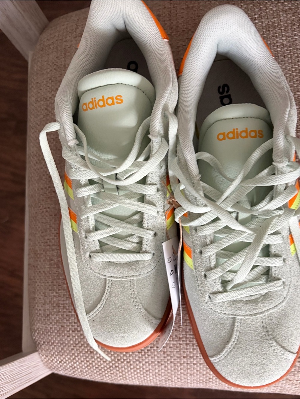 VL Court Bold adidas Mint Green Sneakers with Orange Accents